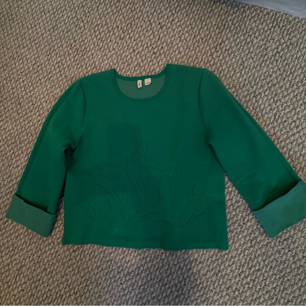 ANTHROPOLOGY-Raised Floral Pattern Sweatshirt